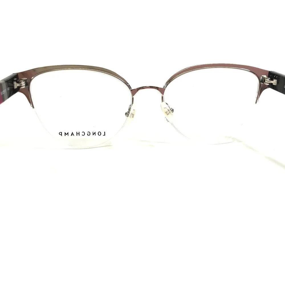Longchamp Eyeglasses Frames LO2110 001 Black Round Half Rim 53-17-140